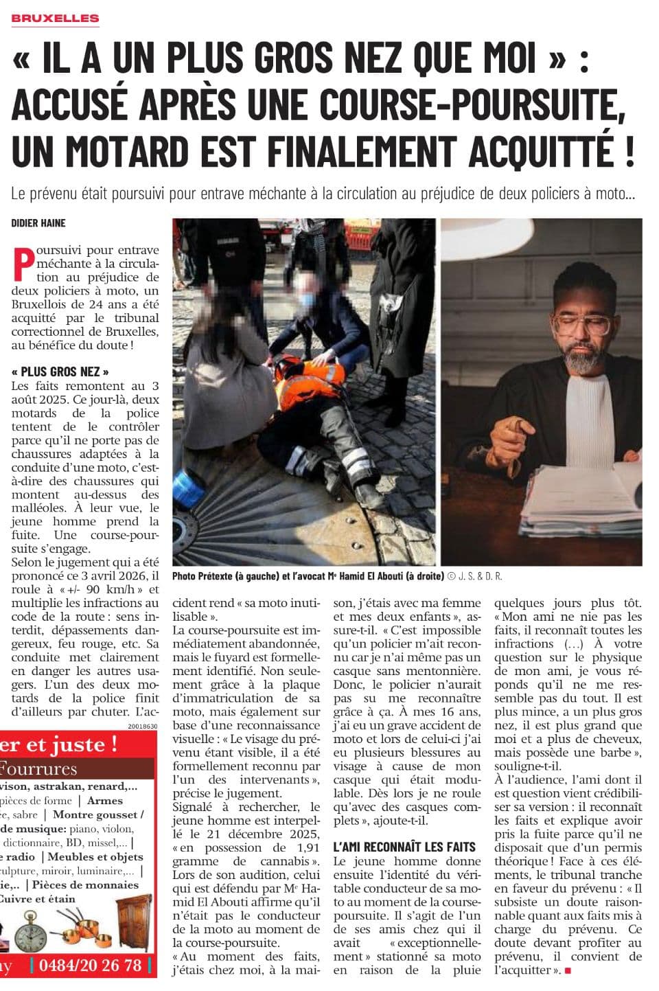 Course-poursuite — Motard acquitté
