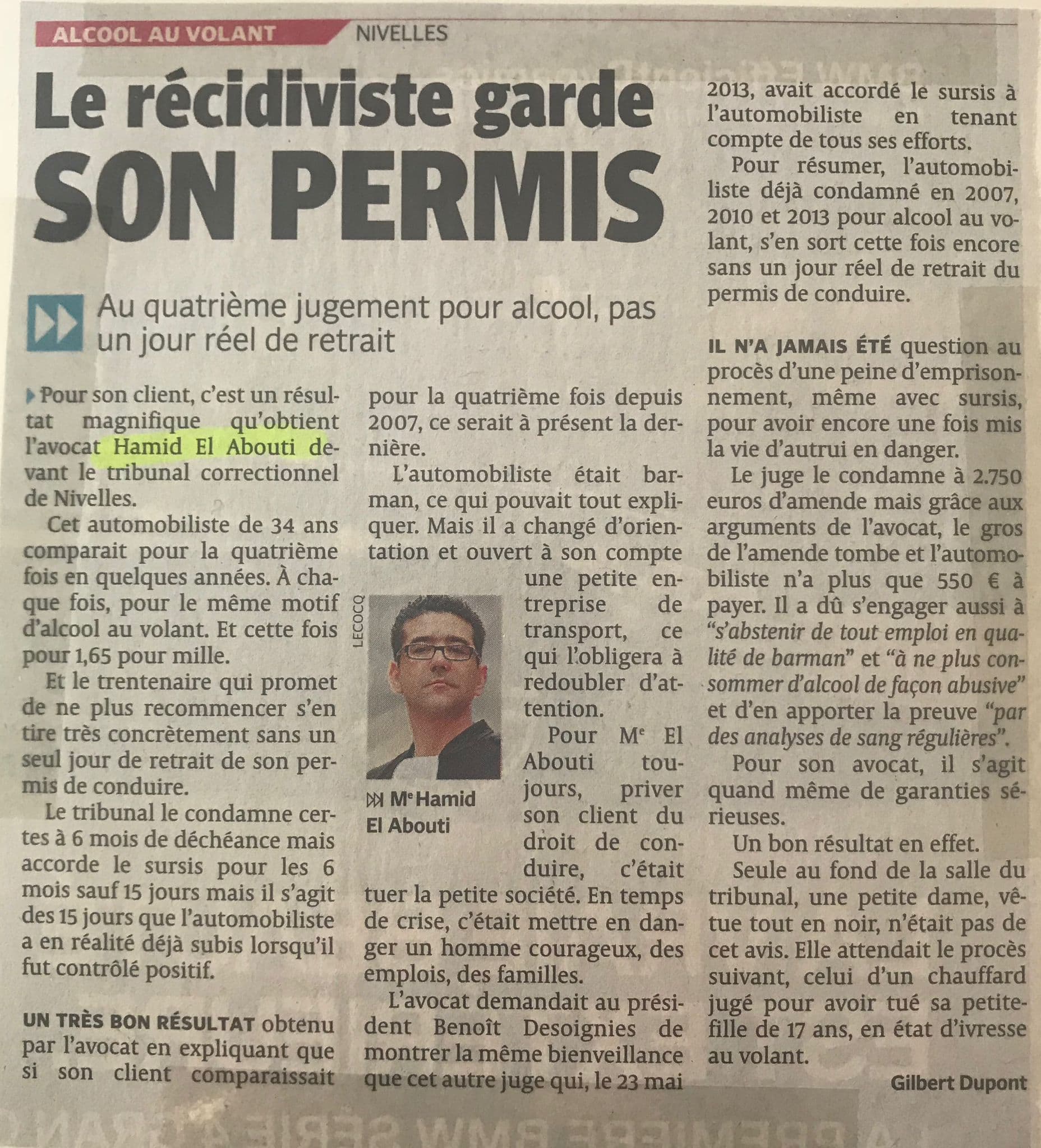 Récidiviste alcool — Garde son permis